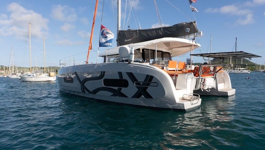 Excess 11 at anchor in Martinique